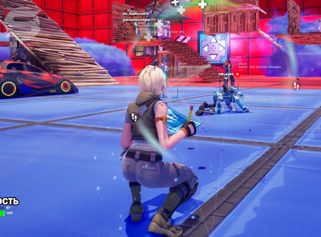 Fortnite cheats ESP overlay with player names, loot, and wallhack