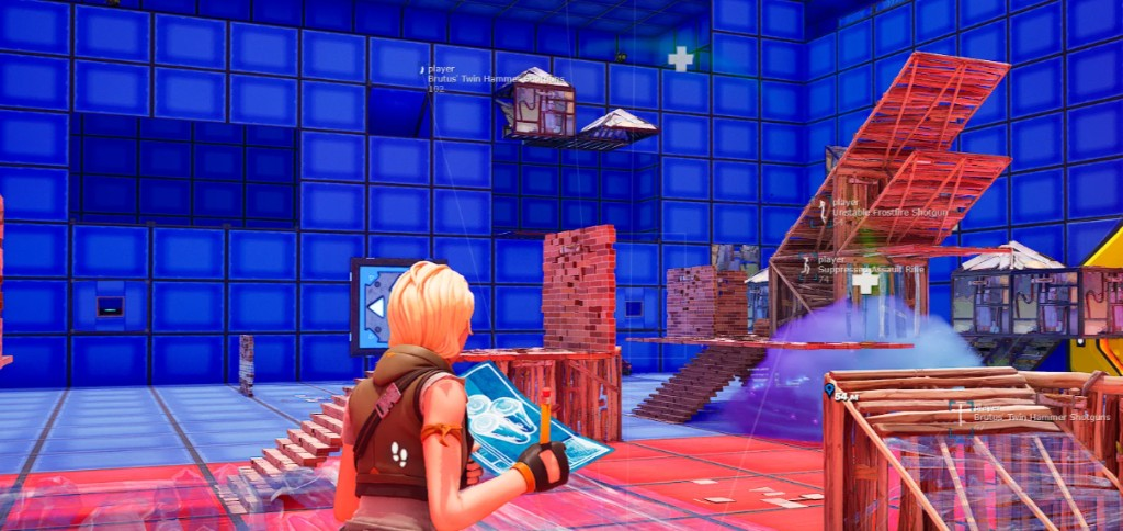 Fortnite cheats item wallhack showing loot and weapons through builds