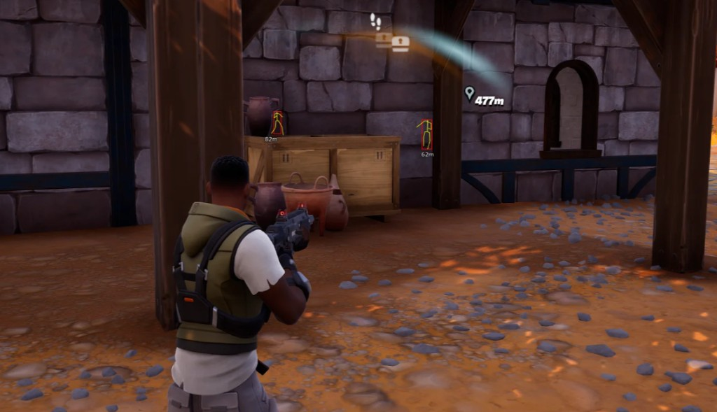Fortnite cheats wallhack showing players through walls with distance